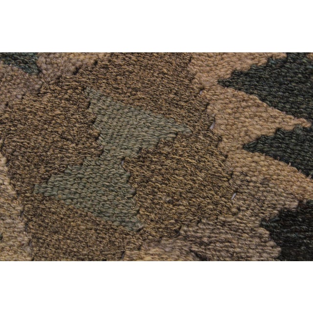 Shabby Chic Kilim Tan Green Wool Rug - 5'10" X 7'7" For Sale - Image 4 of 7
