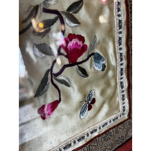 Up for consideration is a beautiful vintage hand embroidered Asian style silk textile artwork in a gold frame. This would...