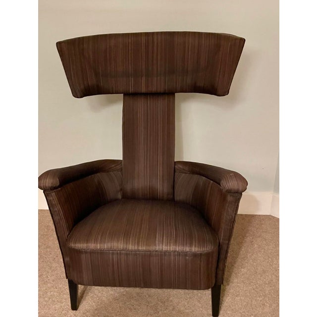 Mid-Century Modern 1960s Mid-Century Italian Attributed to “Gio Ponti” Arm Chair With Upholstered Brown Horse-Hair Fabric For Sale - Image 3 of 7