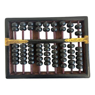 Vintage Wood and Brass Abacus With Black Beads For Sale