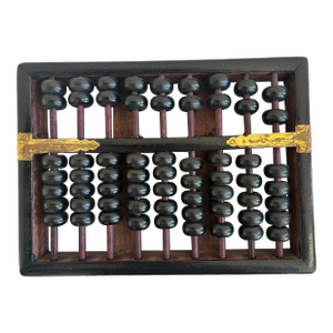 Vintage Wood and Brass Abacus With Black Beads