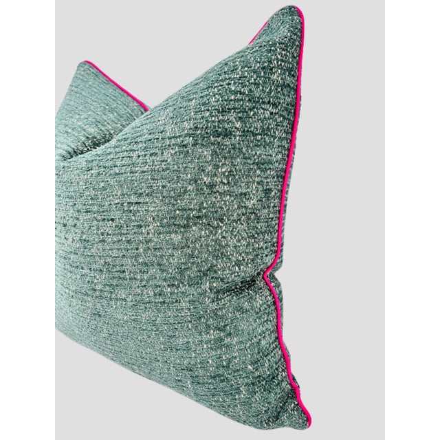 Manuel Canovas Peacock Blue Chenille Pillow Pair For Sale - Image 4 of 8