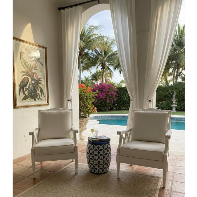 Italian Blue & White Harlequin Garden Stool For Sale - Image 9 of 11