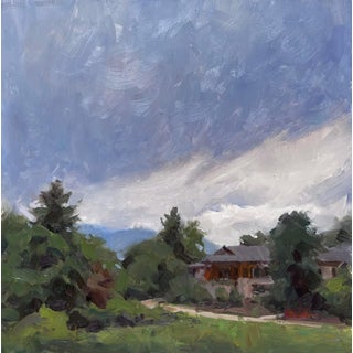 Chance of Showers by Judd Mercer | Oil on panel Landscape with clouds and a house. For Sale