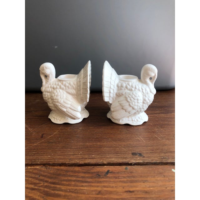 White Napcoware Turkey Candleholder Thanksgiving Pair For Sale - Image 4 of 11