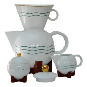 1980s Swid Powell Michael Graves Big Dripper Pour Over Coffee Pot Set- 6 Pieces