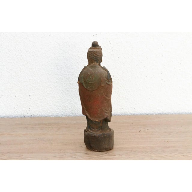 Vintage Beautifully Carved Standing Buddha For Sale In Los Angeles - Image 6 of 9