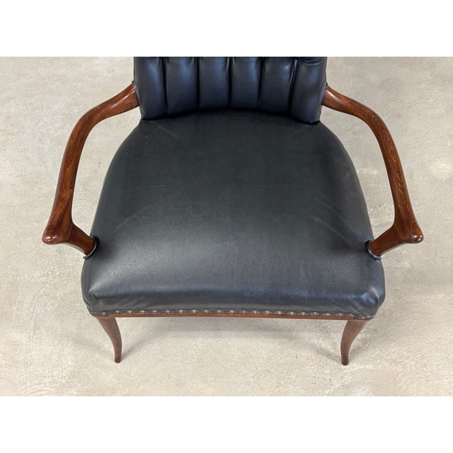 1960s Black Vinyl Office Desk Chair For Sale - Image 4 of 9