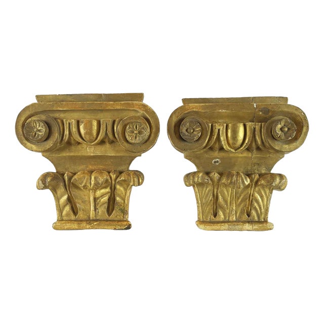 Gilded Capitals, 1800s, Set of 2 For Sale