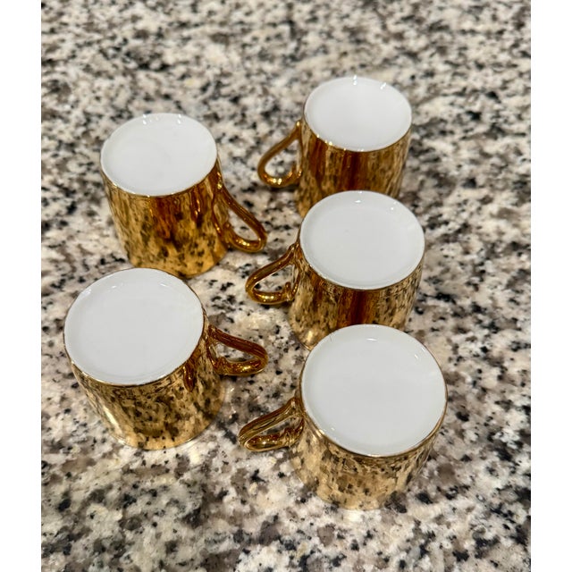 Vintage Gold Gilded Porcelain Demitasse Espresso Set - 5 Cups & 3 Saucers - MCM / Hollywood Regency Replacement...