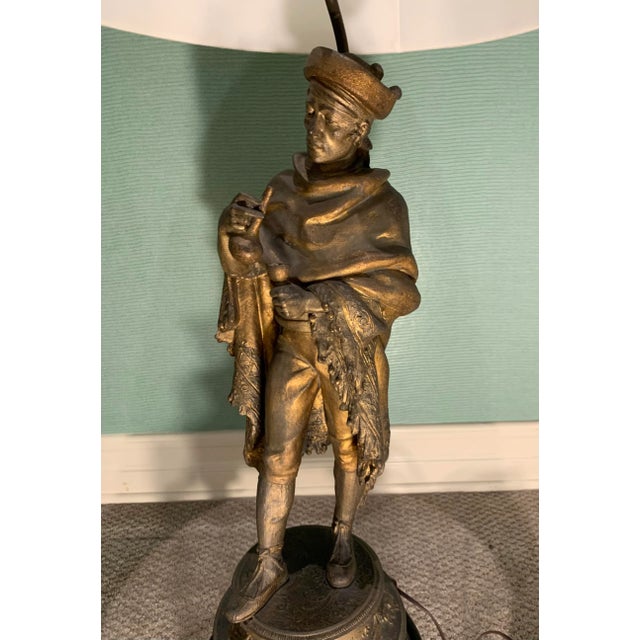 Vintage Mid 20th Century Figural Brass Lamp For Sale - Image 4 of 11