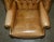 Tan Pair of Vintage Tan Brown Leather Chesterfield Wingback Chairs With Footstools For Sale - Image 8 of 18