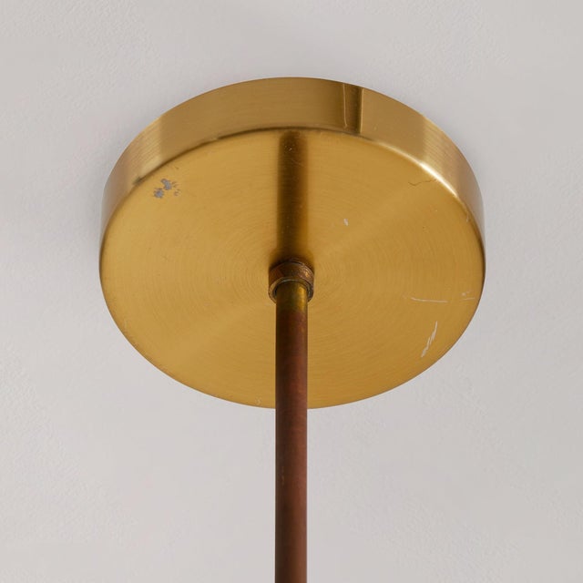 1940s Mid-Century Modern Italian Glass + Brass Chandelier with Star Motifs For Sale - Image 4 of 10