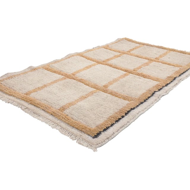 81017 Modern Moroccan Rug with Neutral Earth-Tone Colors, 02'09 x 04'11. Displaying simplicity with incredible detail and...