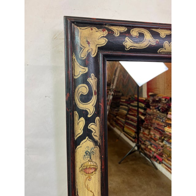 1990s 1990s Italian Hand Painted Rectangular Wooden Mirror For Sale - Image 5 of 12