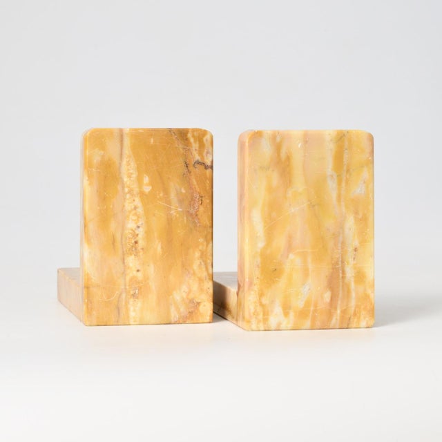 Goldenrod Art Deco Marble Bookends, 1930s, Set of 2 For Sale - Image 8 of 10