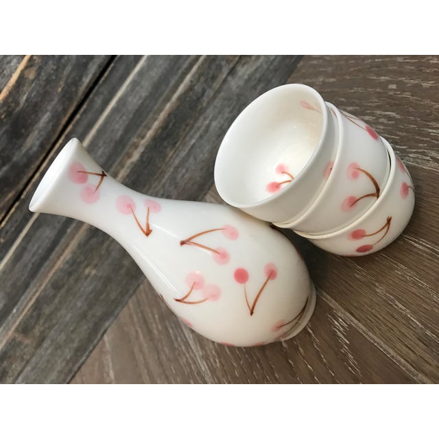 Pink Cherry Painted Porcelain Sake Set Chairish