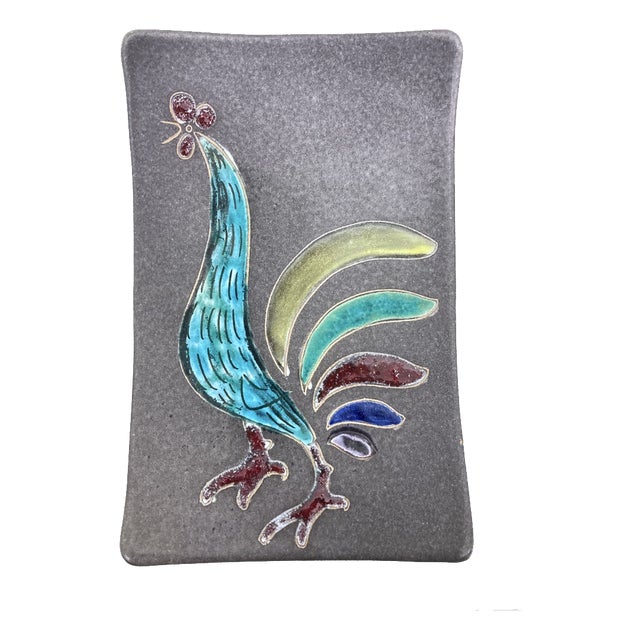 Swiss Studio Ceramic Wall Plate with Rooster Motif by Hugo Köhler Biel, 1950s For Sale
