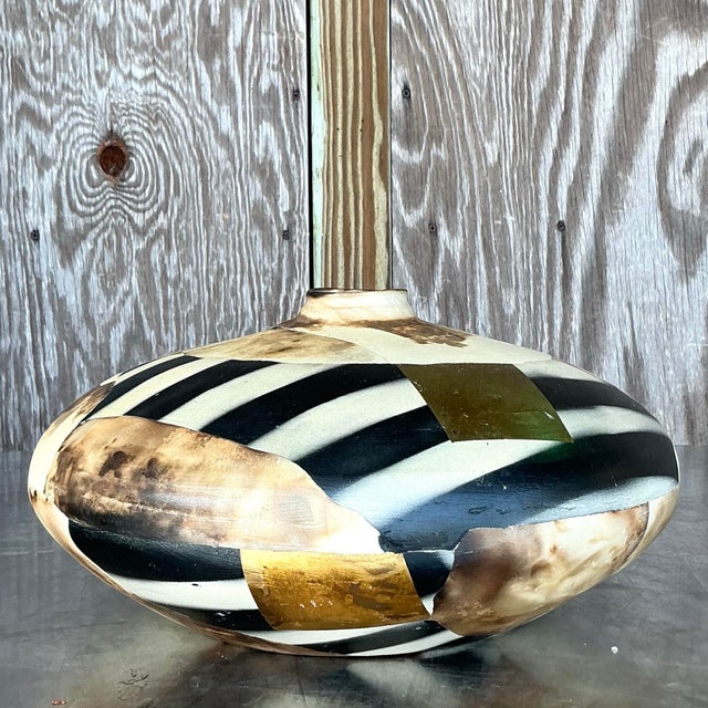 Vintage Boho Handmade Original Studio Pottery Vase For Sale - Image 11 of 12