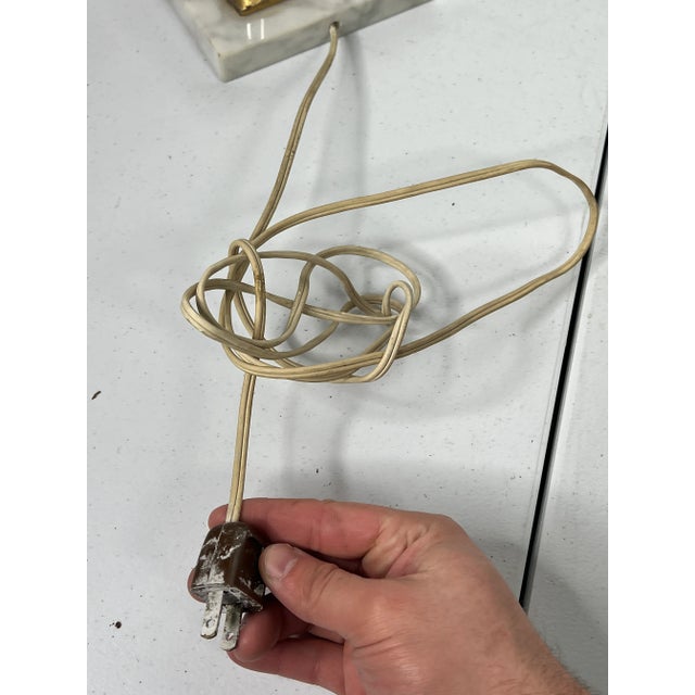 Stone Mid Century Chrome & Marble Table Lamp For Sale - Image 7 of 9