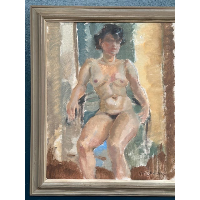 Mid-Century Modern Sven Strömberg, Nude Seated Lady, 1950s, Oil Painting on Canvas, Framed For Sale - Image 3 of 14