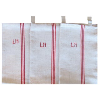 Vintage French Monogrammed Torchons, S/3 For Sale