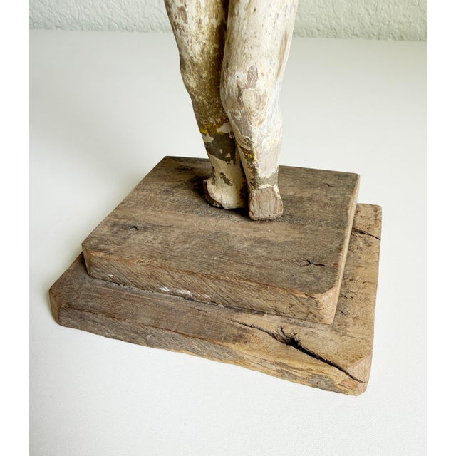 Brown Antique Male Santos Figure on Wood Base For Sale - Image 8 of 10
