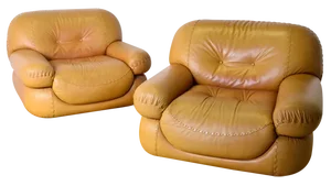 Set of Cognac Colored Leather Chairs by Sapporo for Mobil Girgi, 1970s