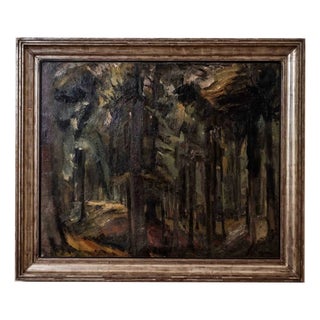 Belgian School, Painting Forest, 1935, Oil on Canvas For Sale