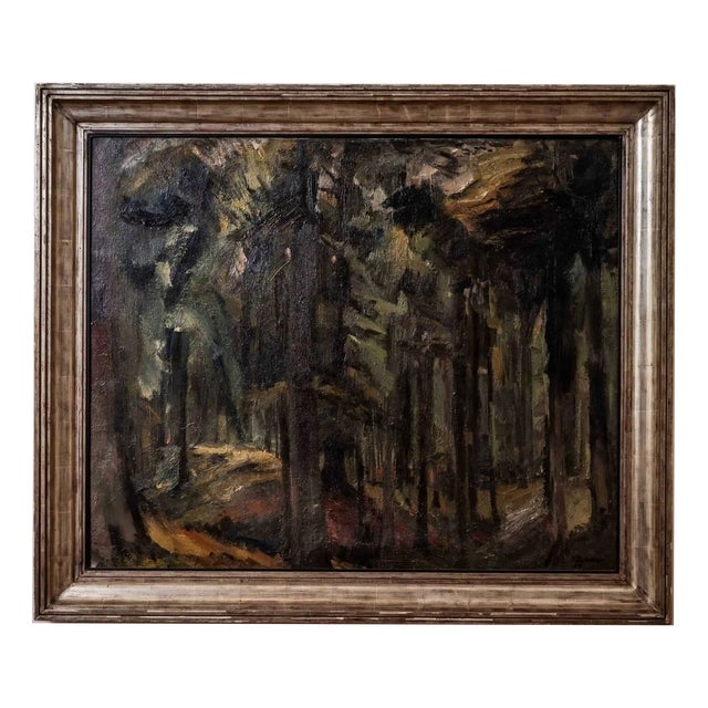 Belgian School, Painting Forest, 1935, Oil on Canvas For Sale