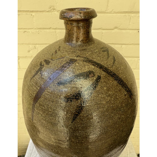 Japanese Vintage Japanese Handmade Stoneware Sake Bottle Storage Jar For Sale - Image 3 of 10