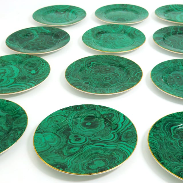 1970s 1970s Dior-Inspired Neiman Marcus Malachite Pattern Serving Set 13 Piece - Japanese Porcelain Exclusive With 22k Gold Trim For Sale - Image 5 of 8