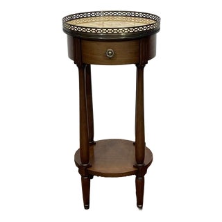 Round Side Table in Cherry Wood with Marble Top, 1970s For Sale
