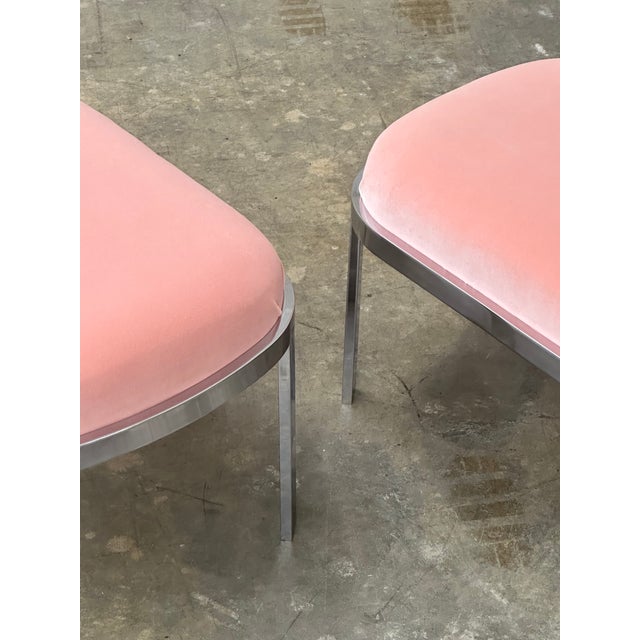 1970s 1970s Large Chrome Stools or Ottomans Attributed to Milo Baughman- A Pair For Sale - Image 5 of 11