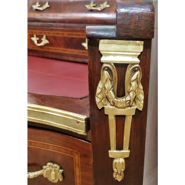 Antique French Louis XV Bronze Leather Slide & Marble Lady's Writing Desk For Sale - Image 15 of 18