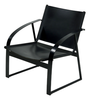 Postmodern Saddle Leather and Steel Lounge Chair, 1980s