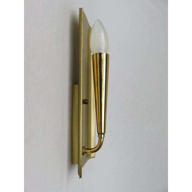 Polished & Matte Brushed Brass Wall Lights, 1950s, Set of 2 For Sale - Image 9 of 13