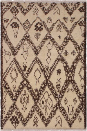 1990s Boho Chic Modern Moroccan Wool Rug - 6' X 9'4"