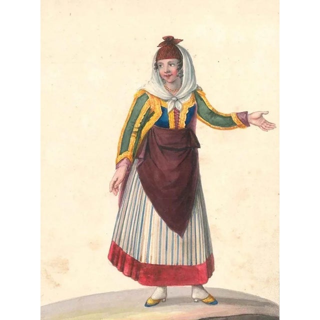 Costume di Procida - Watercolor by M. De Vito - 1820 ca. 1820 c.a. For Sale - Image 3 of 3