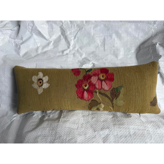 This authentic French Aubusson tapestry pillow has been handcrafted using an original tapestry fragment woven during the...
