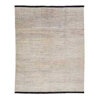 Modern Gabbeh Style Room Size Wool Rug in Beige & Gray Colors For Sale