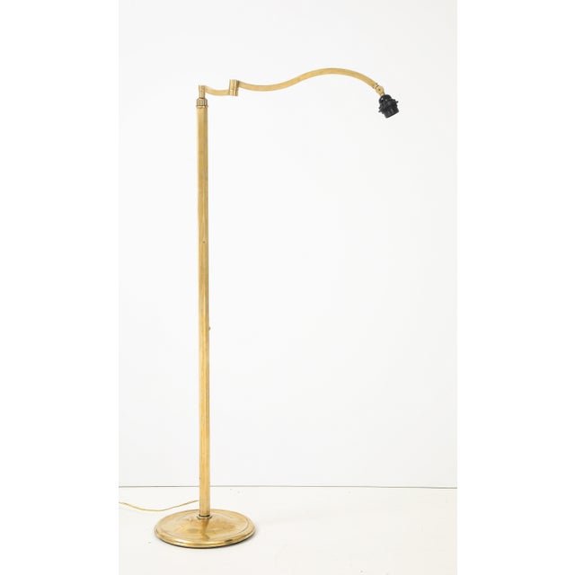 1950s Mid-Century Modern Solid Brass Swing Arm French Floor Lamp For Sale - Image 11 of 12