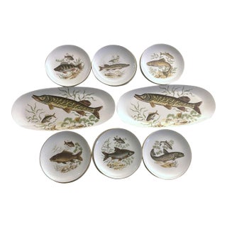 Mid 20th Century Naaman Ltd. Muskey Fish Serving Set - 8pcs For Sale