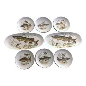 Mid 20th Century Naaman Ltd. Muskey Fish Serving Set - 8pcs