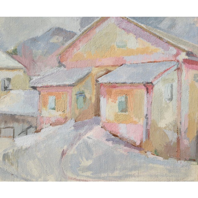 Charlotte Hilmer, Charlotte Hilmer, Gemälde "Häuser im Schnee" (um 1945), Framed For Sale - Image 9 of 9