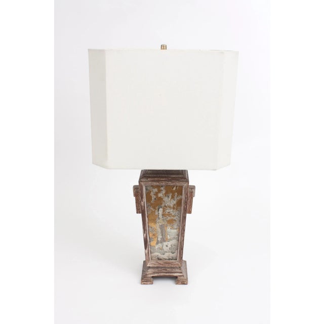 1950s James Mont Asian Cerused Oak Lamp For Sale - Image 5 of 7