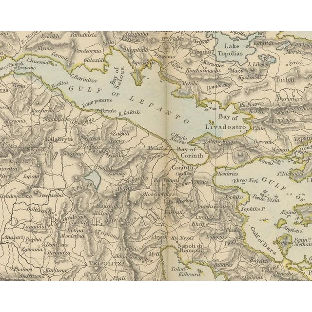 Antique Map of Greece with the Morea and Negropont and Kephalonia, 1858 For Sale - Image 4 of 9
