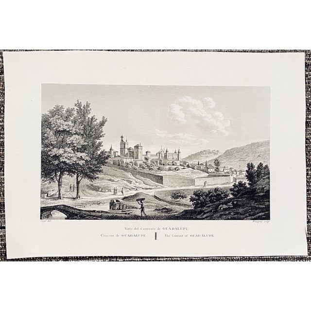 Alexandre de Laborde (1773-1842) early 19th century antique architectural engraving on paper. Royal Monastery of Saint...