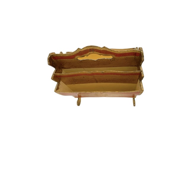 Wood Late 20th Century Magazine Holder Italian Light Weight Wood Florentine Style For Sale - Image 7 of 10