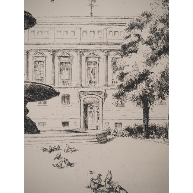 Eugene CORNEAU (1894-1976) The Glory of Paris: Garden of the National Library, 1937 Original etching Signed in the plate...